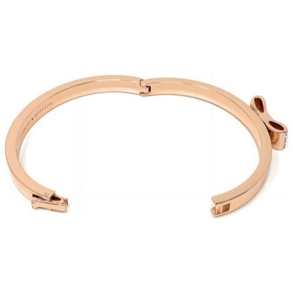 Kate Spade Ready Set Bow Pave Bangle Hinge Bracelet Clear Rose Gold NEW Jewelry - Picture 5 of 5